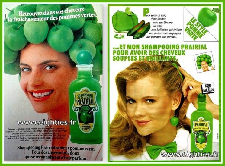 Shampooing Prairial pomme verte pommes vertes annees 80